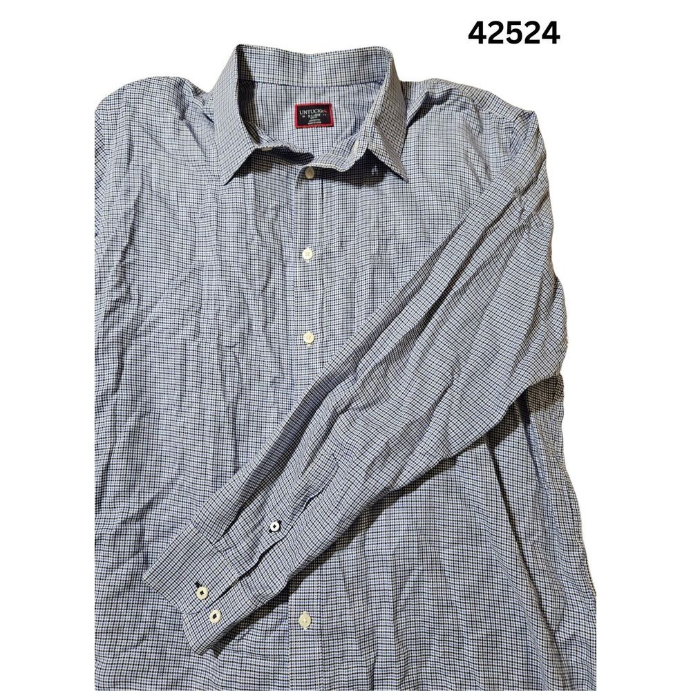 UNTUCKit Blue White Check Long Sleeve Shirt‎ Slim Fit Button Up Men's Size XL